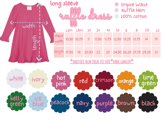 Girls Long Sleeve Ruffle Dress