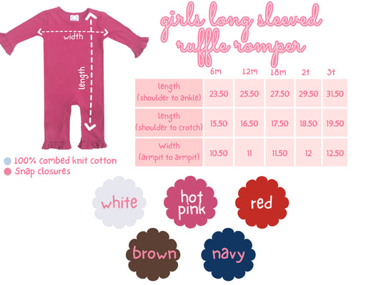 Girls Long Sleeve Ruffle Romper