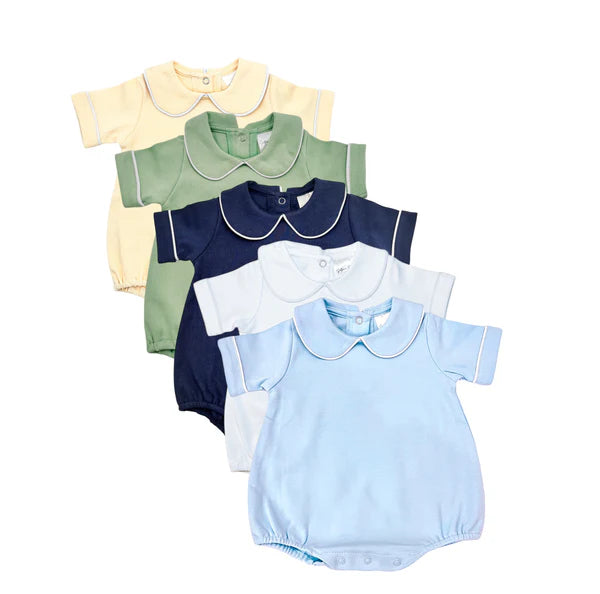 Piping Collared Short Sleeve Bubble