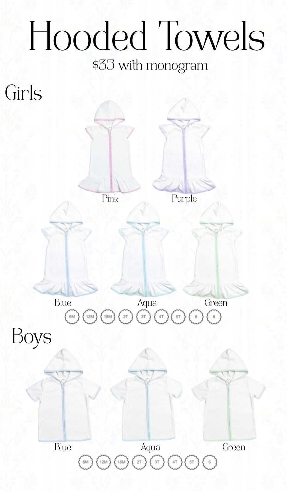 Girls Hooded Zip Towels