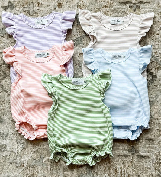 Flutter Sleeve Summer Stripe Bubble