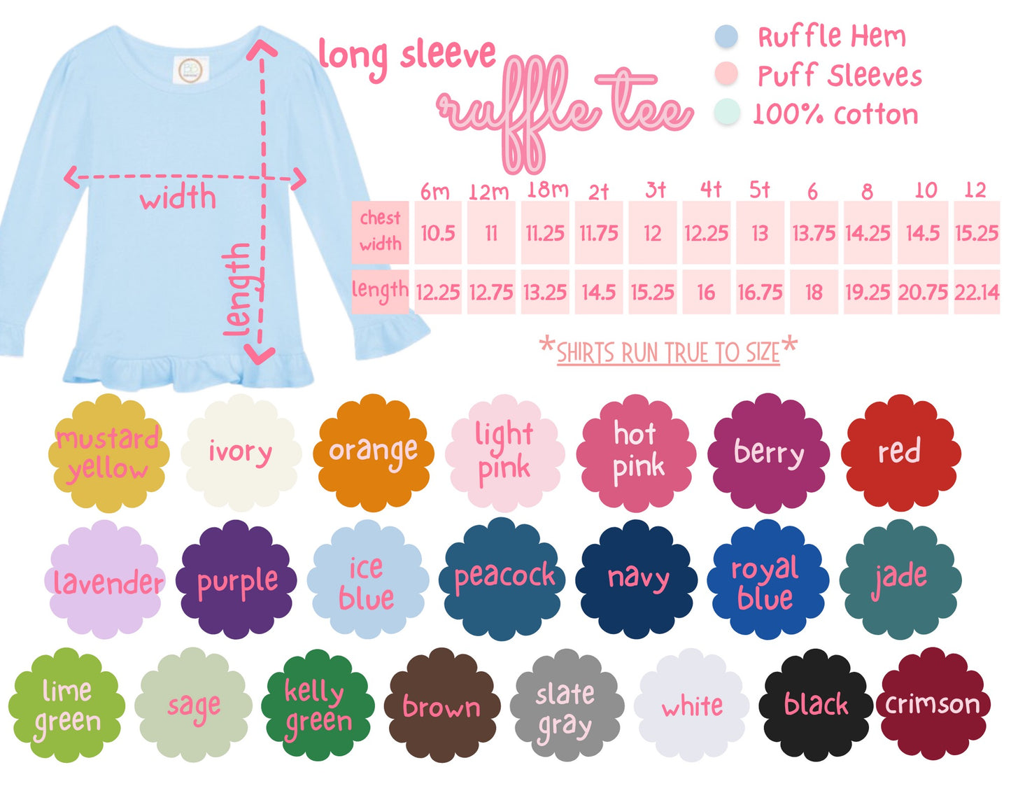 Girls Ruffle Long Sleeve Tee