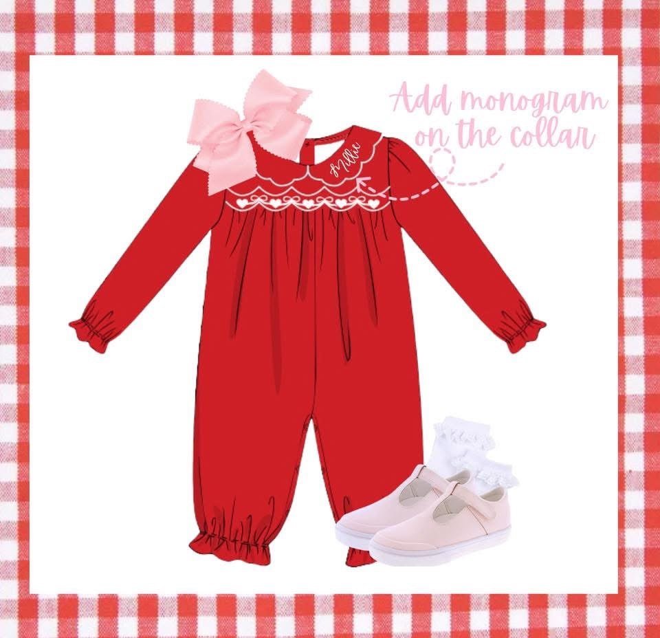 Smocked hearts and bows