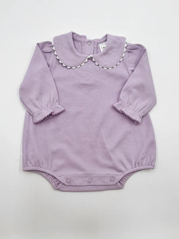 Scalloped Collared Long Sleeve Bubble