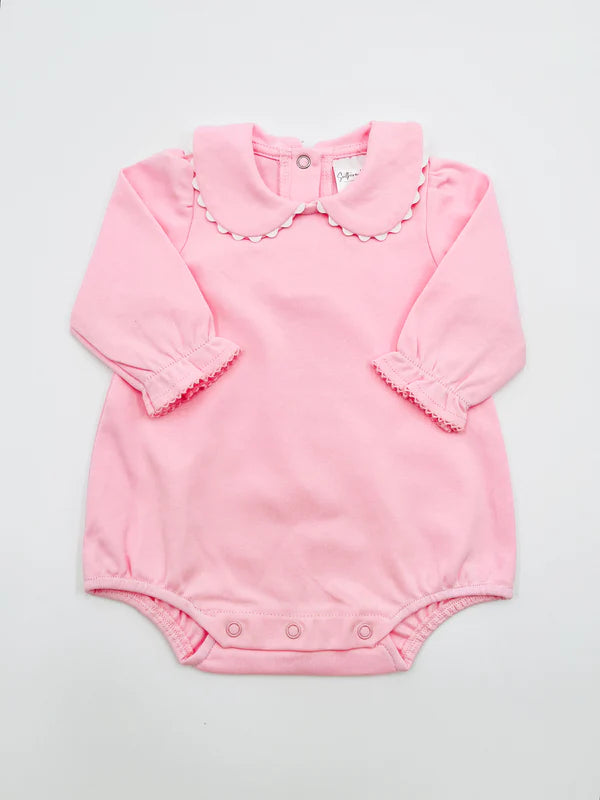 Scalloped Collared Long Sleeve Bubble
