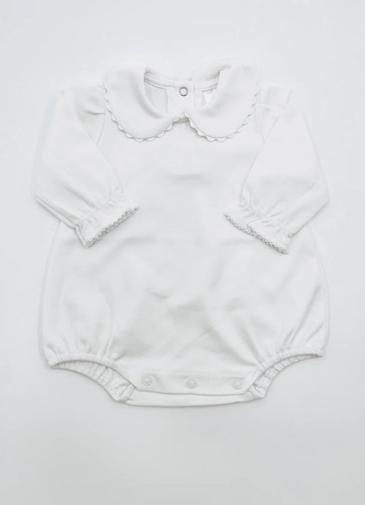 Scalloped Collared Long Sleeve Bubble