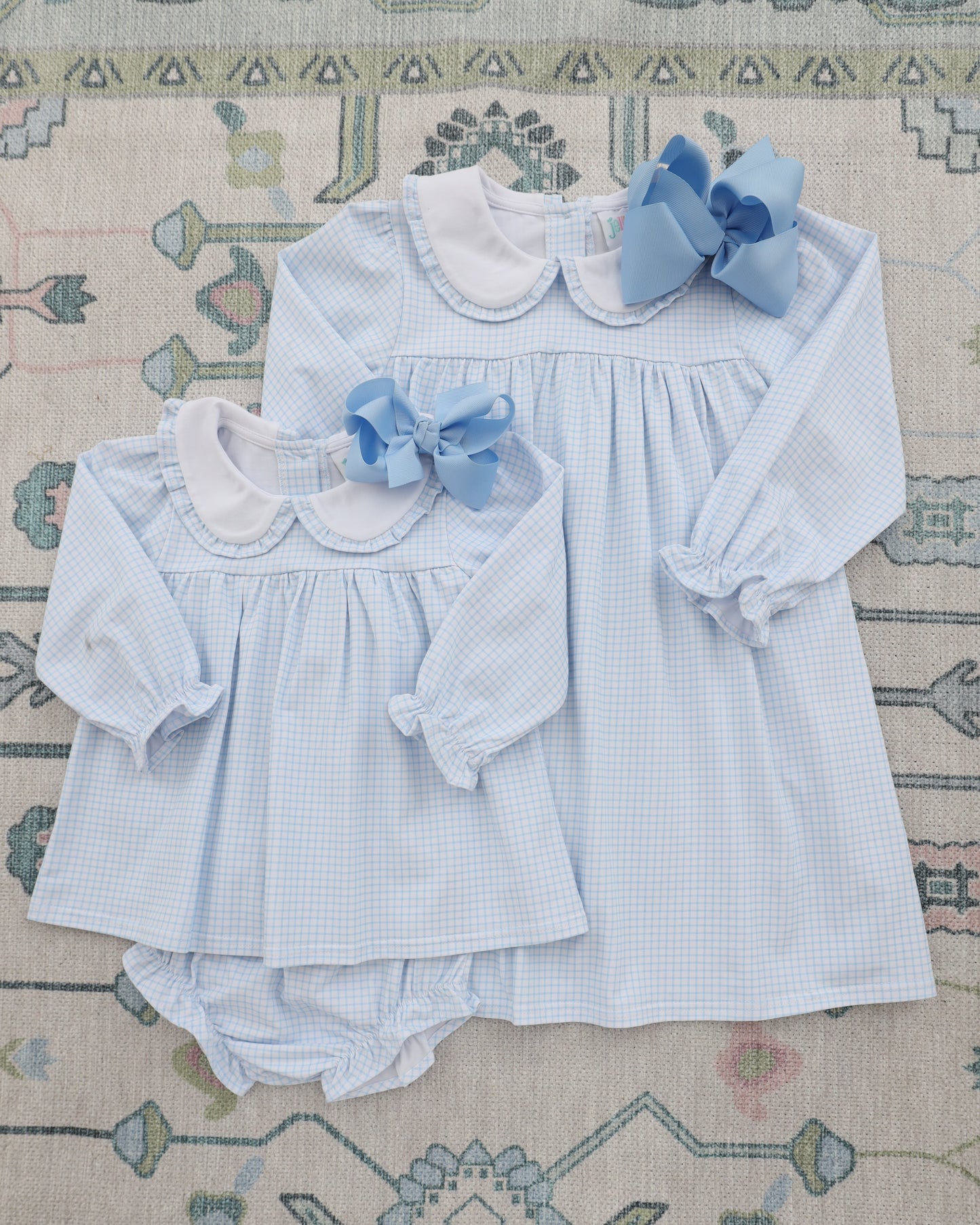Catherine Dress- Light Blue Windowpane