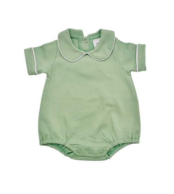 Piping Collared Short Sleeve Bubble