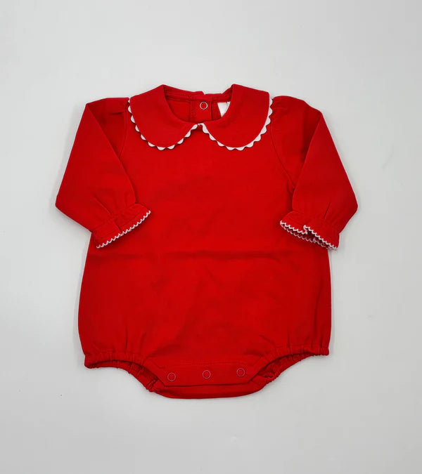 Scalloped Collared Long Sleeve Bubble