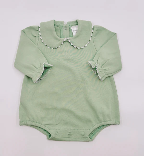 Scalloped Collared Long Sleeve Bubble