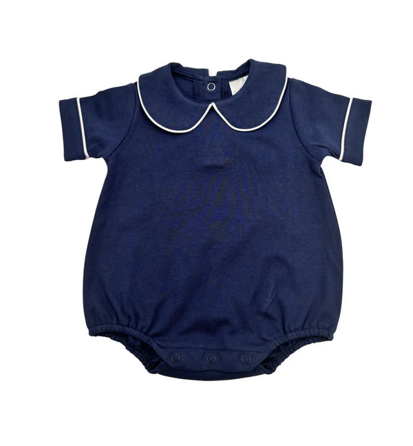 Piping Collared Short Sleeve Bubble