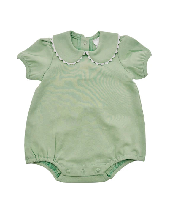 Scalloped Collared Short Sleeve Bubble