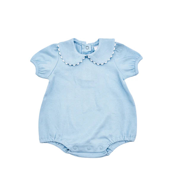 Scalloped Collared Short Sleeve Bubble