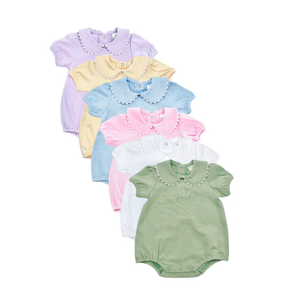 Scalloped Collared Short Sleeve Bubble