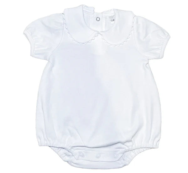 Scalloped Collared Short Sleeve Bubble